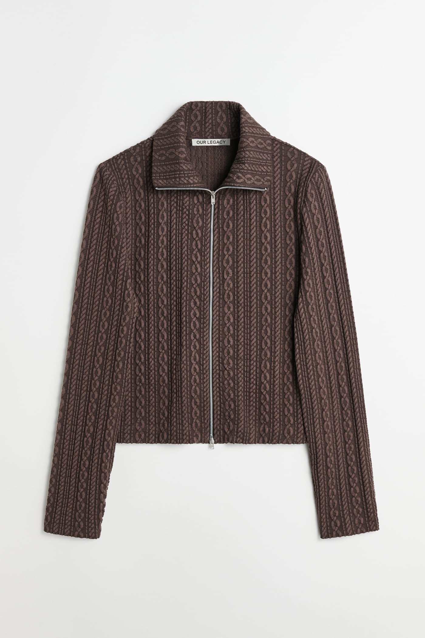 Our Legacy - Slim Zip Longsleeve Indulgent Choco Cable Jacquard