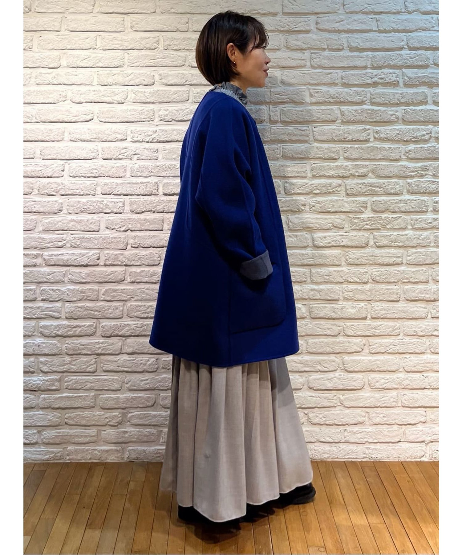 リバーシブル】カシミヤ混ダブルフェイスドルマンスリーブコート