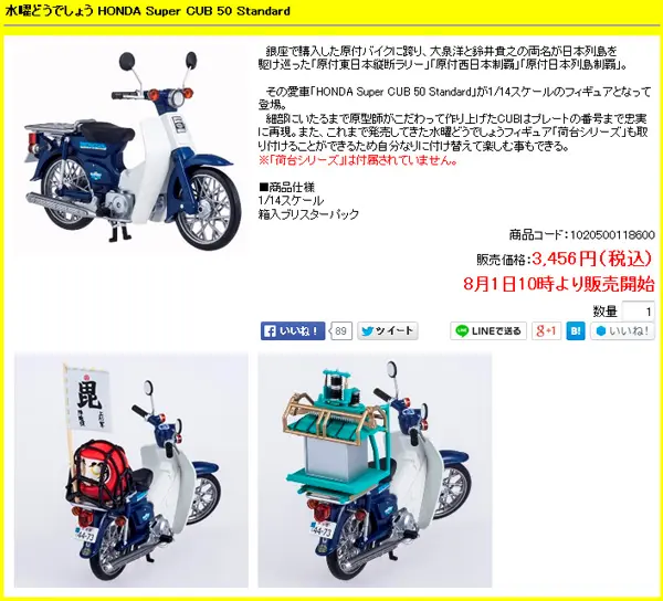 水曜どうでしょう』で日本列島駆け巡った原付バイクが1/14フィギュア化