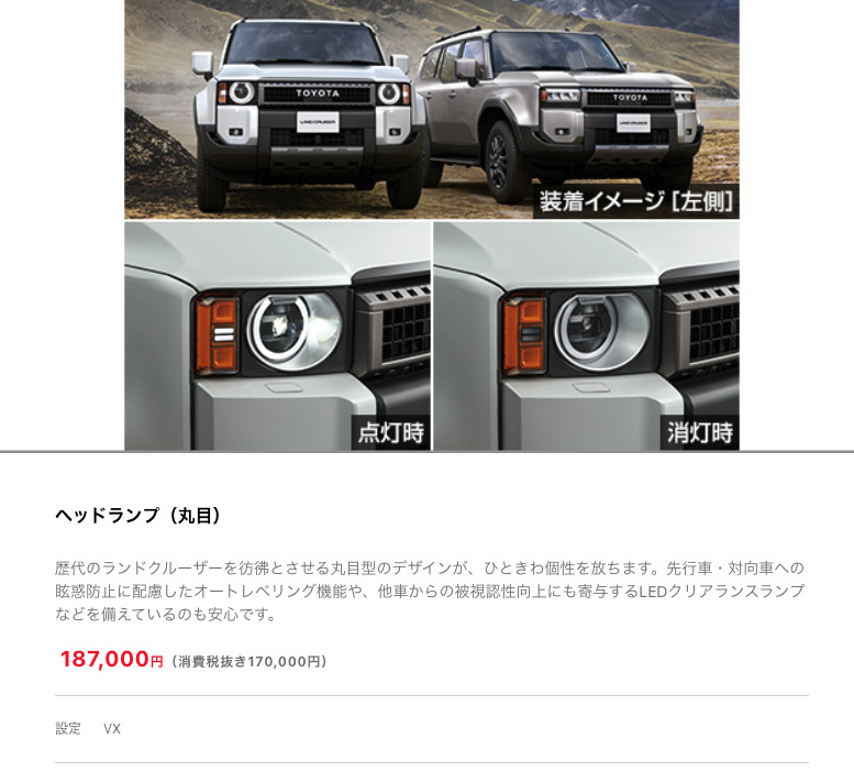 注意喚起】ランドクルーザー250を丸目ライトにしたい方は「VX