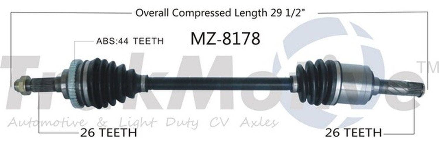 TrakMotive MZ-8178 | Mazda Miata CV Axle Shaft (Vehicle Custom Fit)