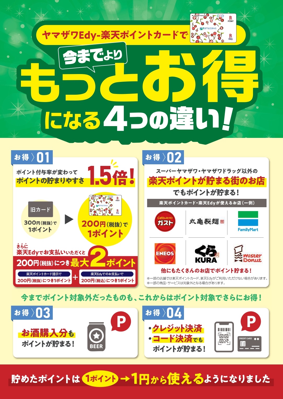 山形県を中心に展開するスーパーマーケット「ヤマザワ」で「楽天