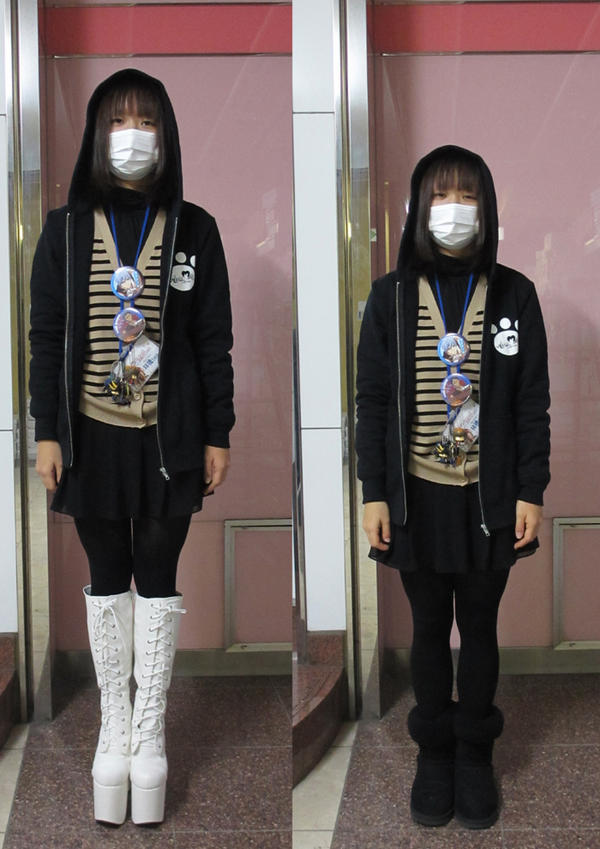 超厚底20cmヒールブーツを履くとこうなる!!（カラーは黒・白・赤