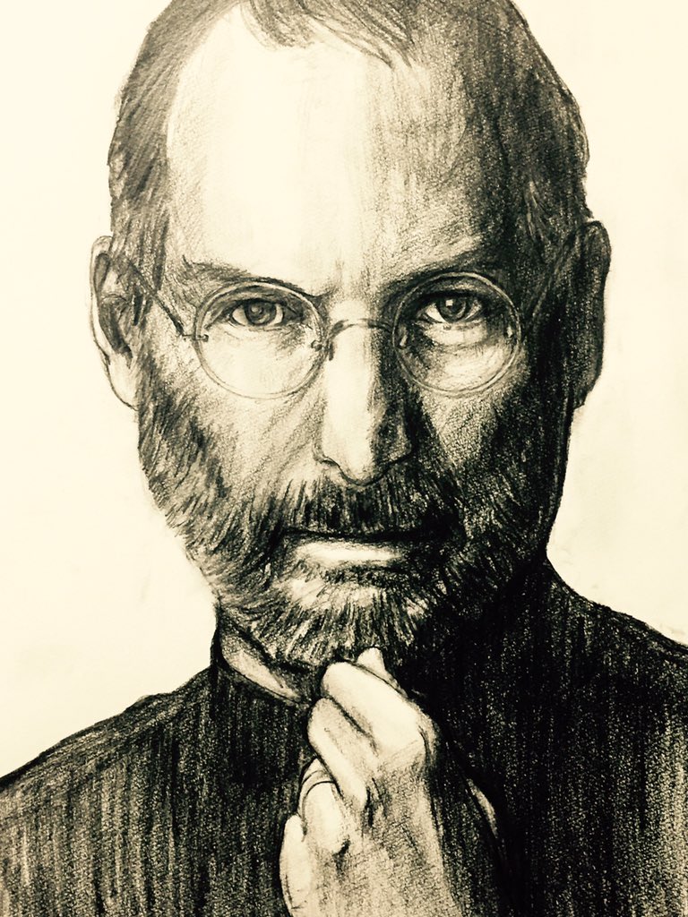 デッサンでスティーブジョブズを描いた。