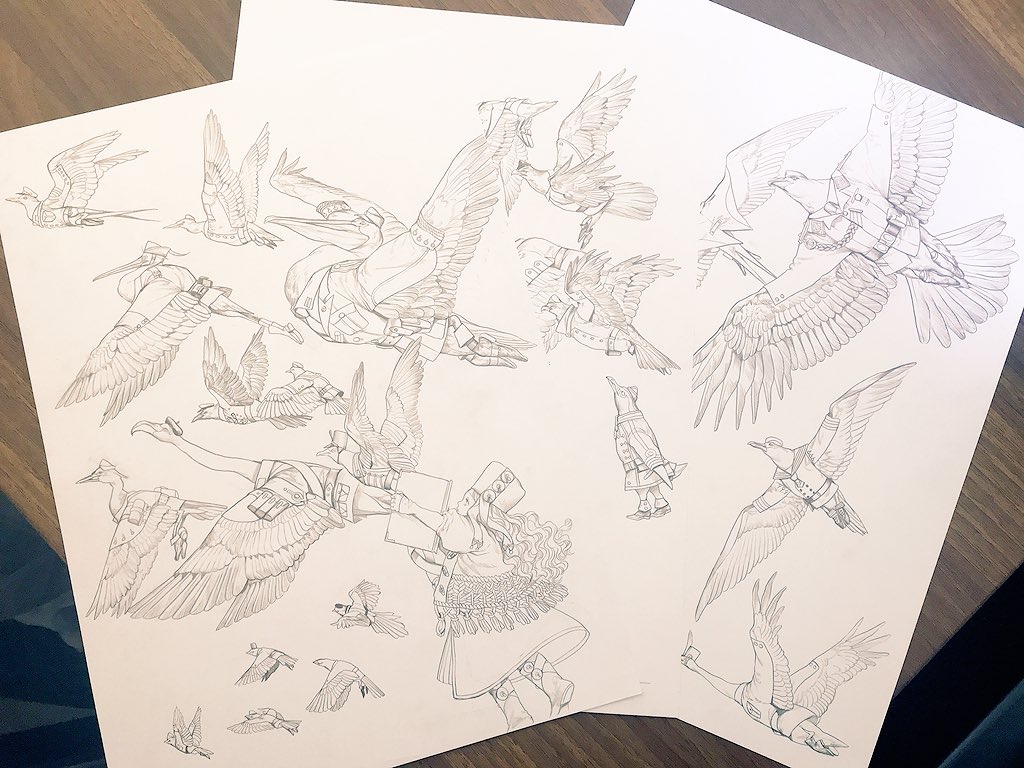 あとFellows!の頃の鳥軍カラーピンナップの原画とか。この頃のカラーの