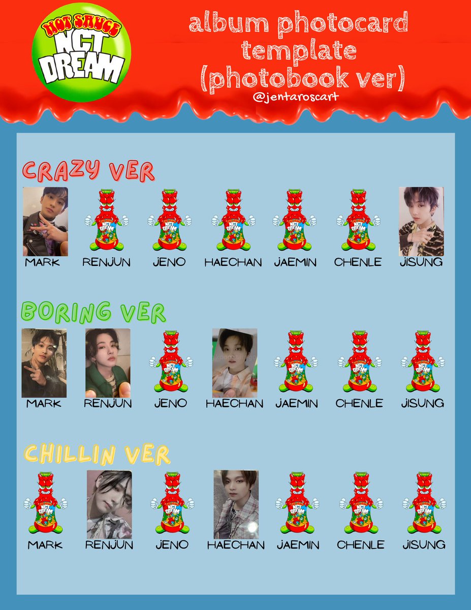 nct dream hot sauce album photocard template! UPDATE!! • haechan