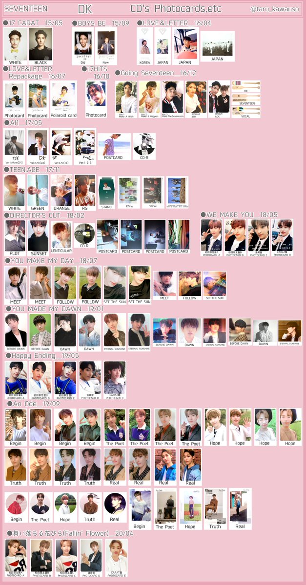SEVENTEEN セブチ 歴代アルバムトレカ一覧 （舞い落ちる花びら追加