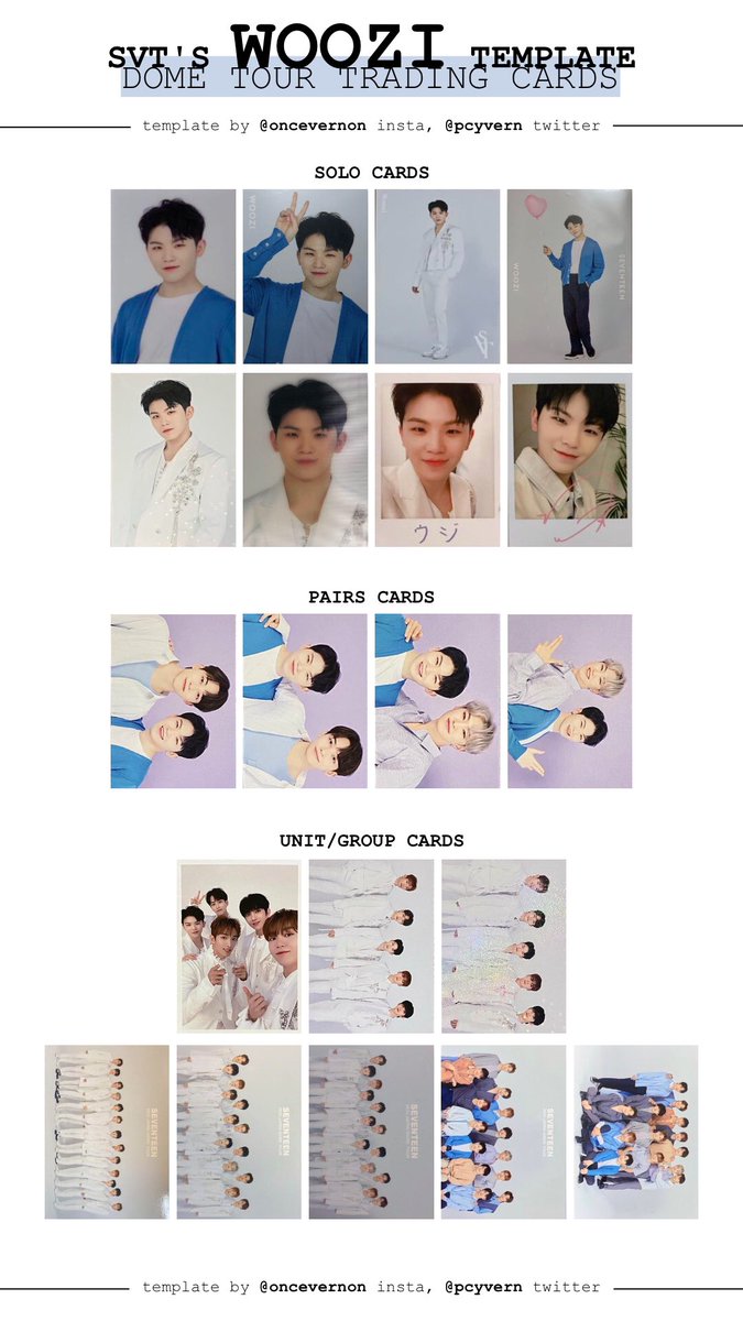 seventeen dome tour trading card templates!! all members are over
