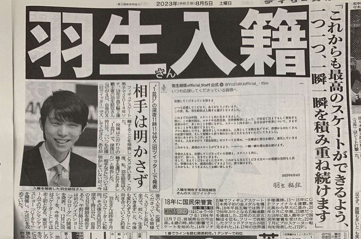 2023.8月5日のスポーツ新聞 千葉版 2/2 デイリー 12版B 6面モノクロ