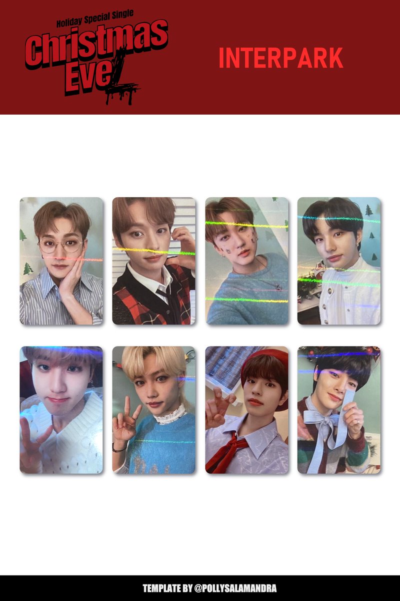 🎄[ CHRISTMAS EVEL ] Stray Kids photocard template INTERPARK POB