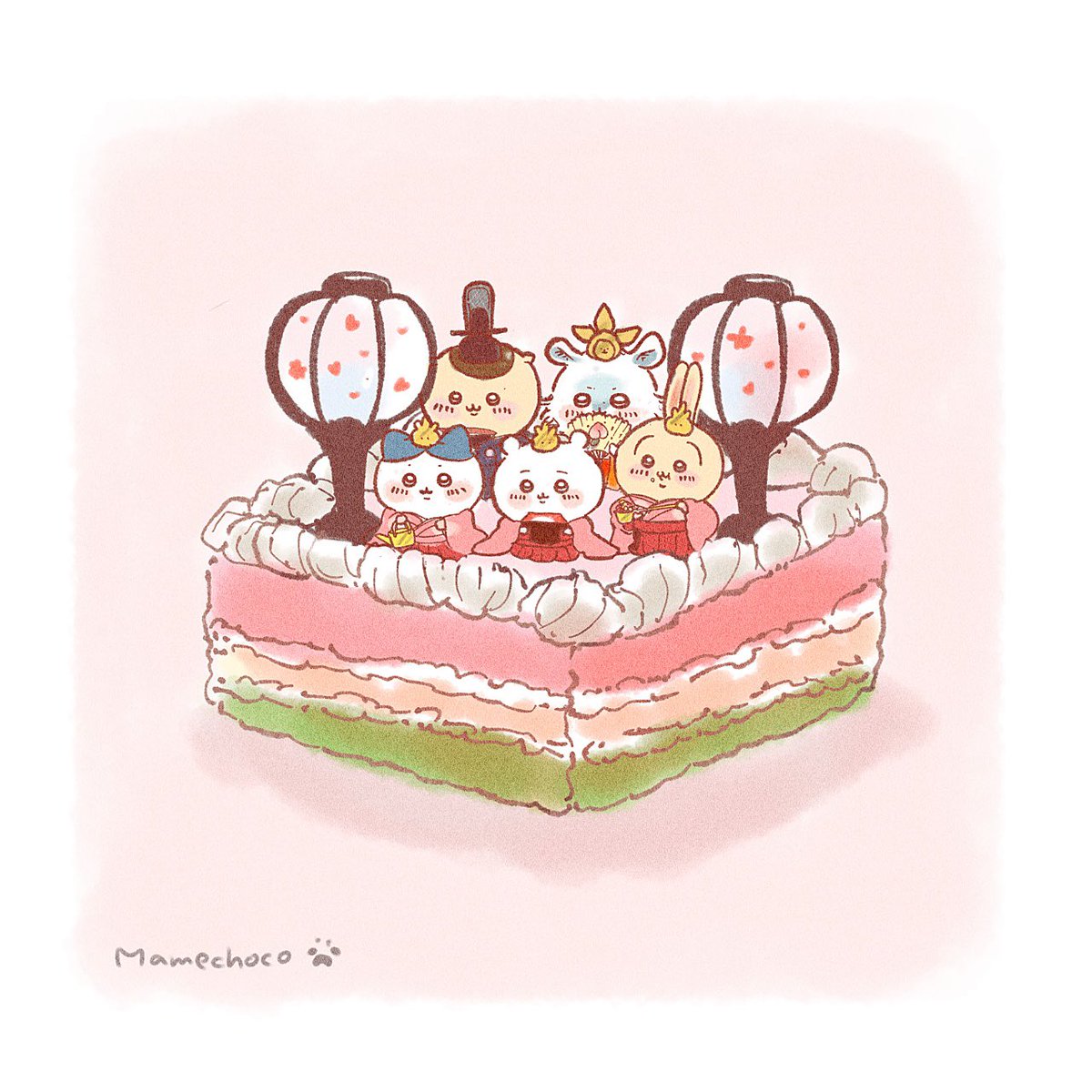 ちいかわ「ひなまつり༅*🎎*࿐𓌉𓇋♡ もう過ぎちゃったけれど…🤢