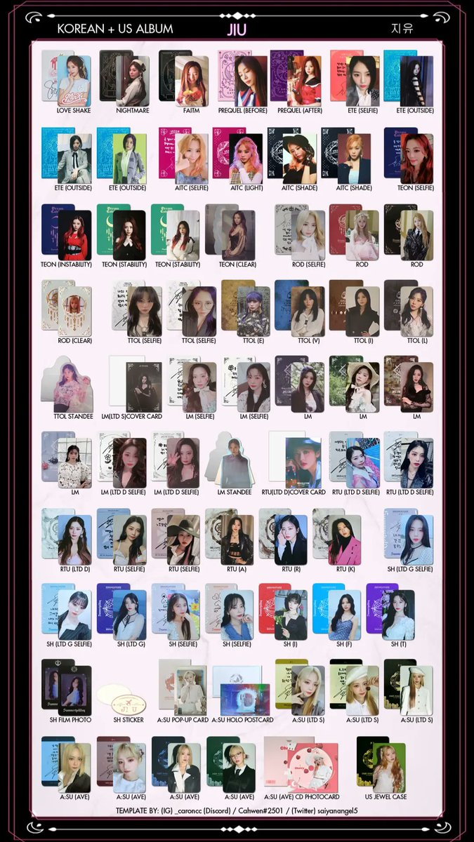 WIP) DREAMCATCHER JIU Korean + US album member template / wishlist