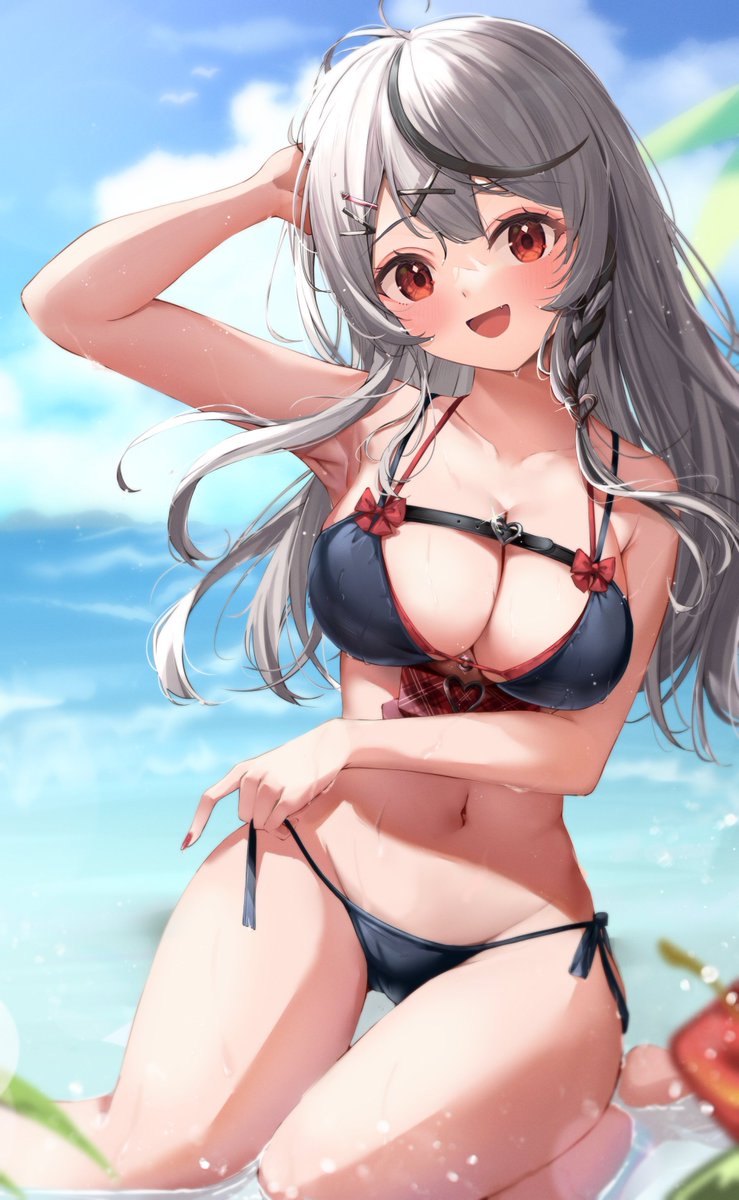 水着沙花叉クロヱ🎣 #ホロライブサマー #さかまた飼育日記