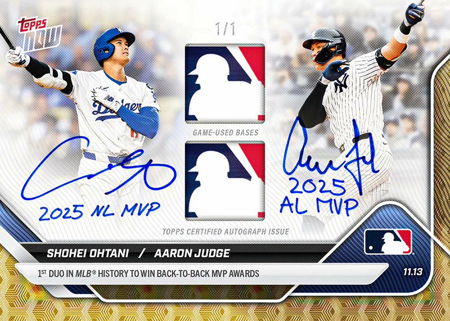 MLB史上初！ 2年連続MVP 大谷翔平＆アーロン・ジャッジ共演の1/1