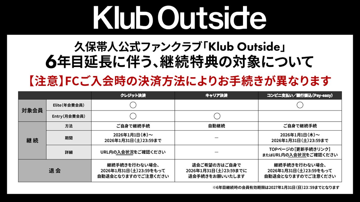 会員継続手続きについてのお知らせ】 #KlubOutside に現在ご入会されて