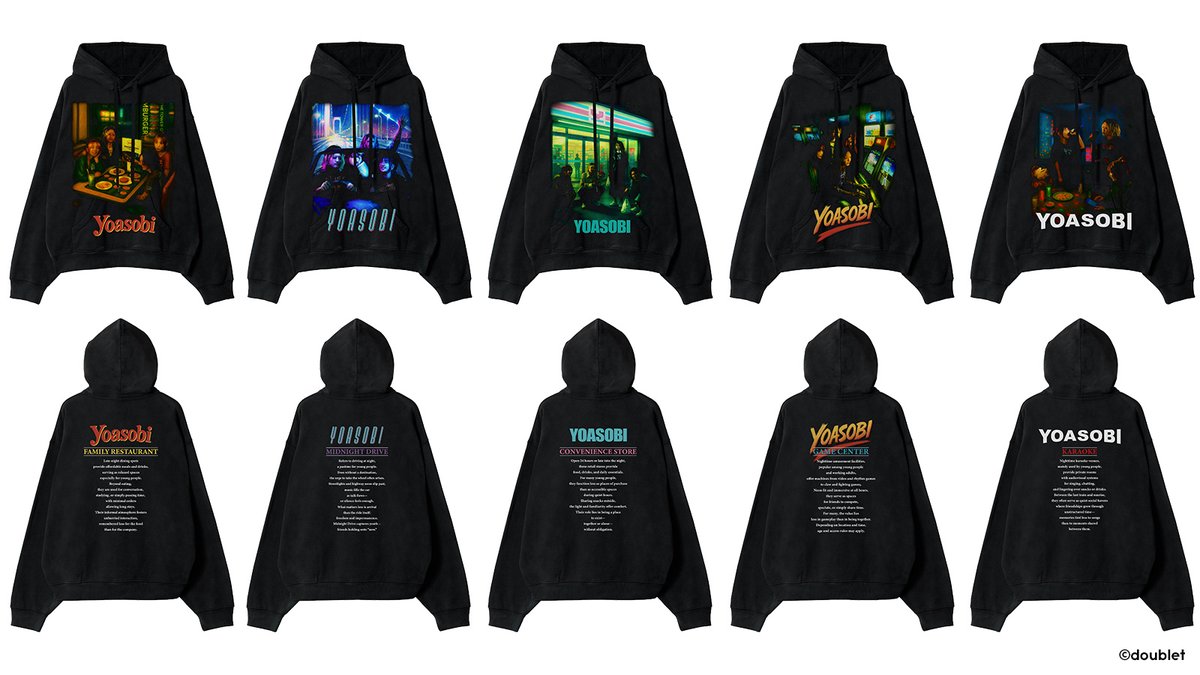 YOASOBI × doublet “夜遊びのユニフォーム”をテーマにコラボ Tシャツと