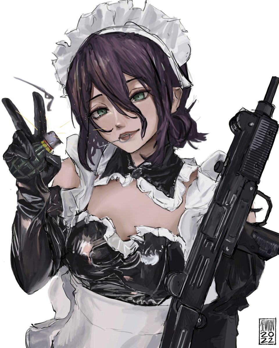 し*ぃ様 チェンソーマン 手描きイラスト ファンアート レゼ マキマ