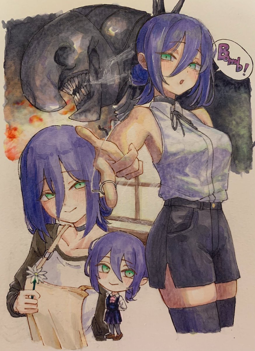 ラ*プ様 チェンソーマン レゼ アナログ イラスト ラ*プ様 チェンソー