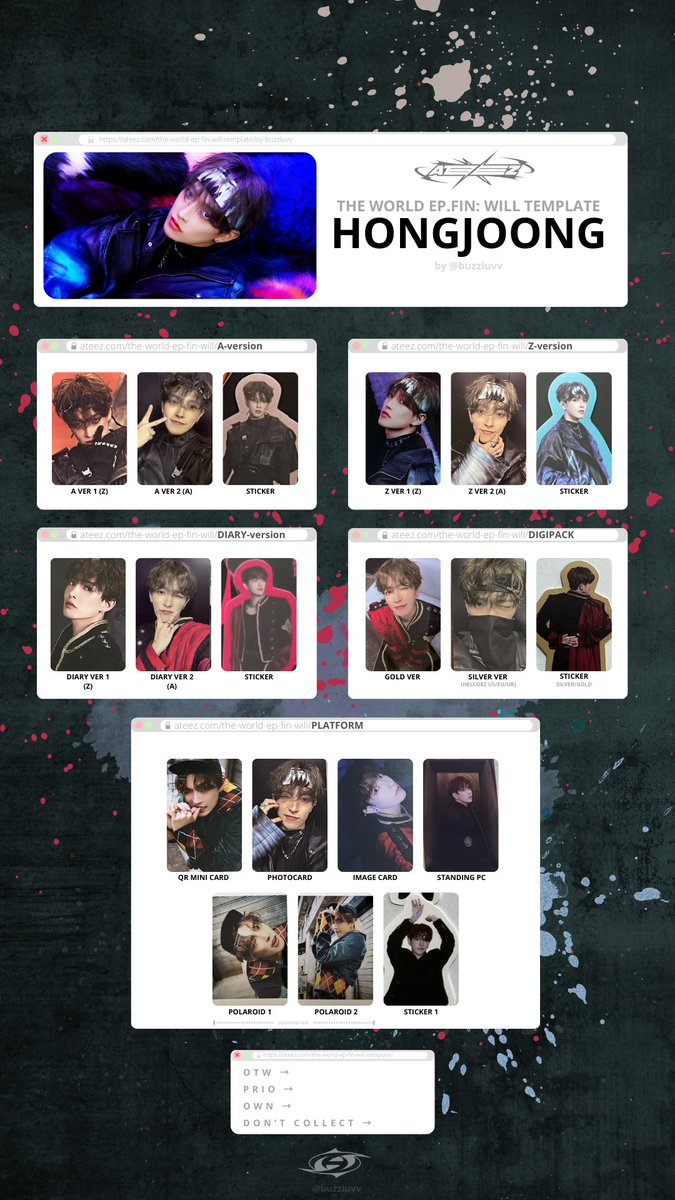 ATEEZ THE WORLD EP. FIN: WILL PHOTOCARD TEMPLATE (ALBUM ONLY