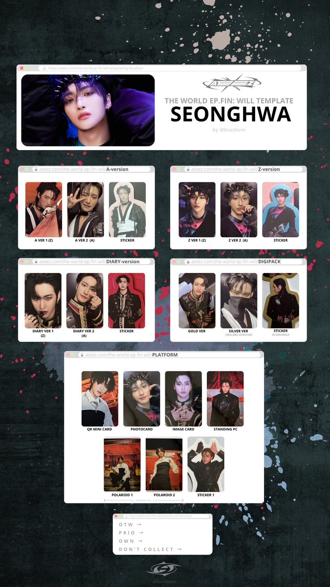 ATEEZ THE WORLD EP. FIN: WILL PHOTOCARD TEMPLATE (ALBUM ONLY