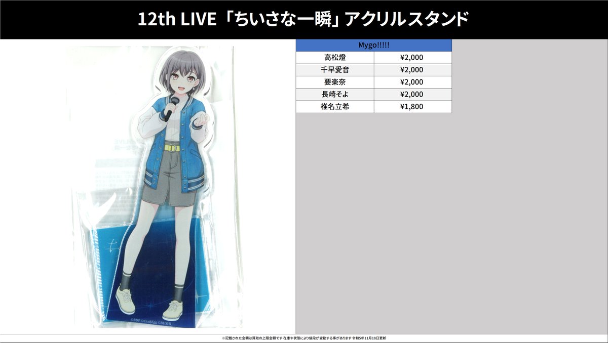 買取情報】 バンドリ！ MyGO!!!!! 12th「ちいさな一瞬」 4th LIVE「前