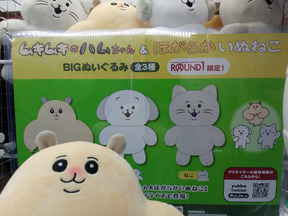 プライズ情報】 ☆ラウンドワン限定☆ ムキムキハムのちゃん＆ほがらか