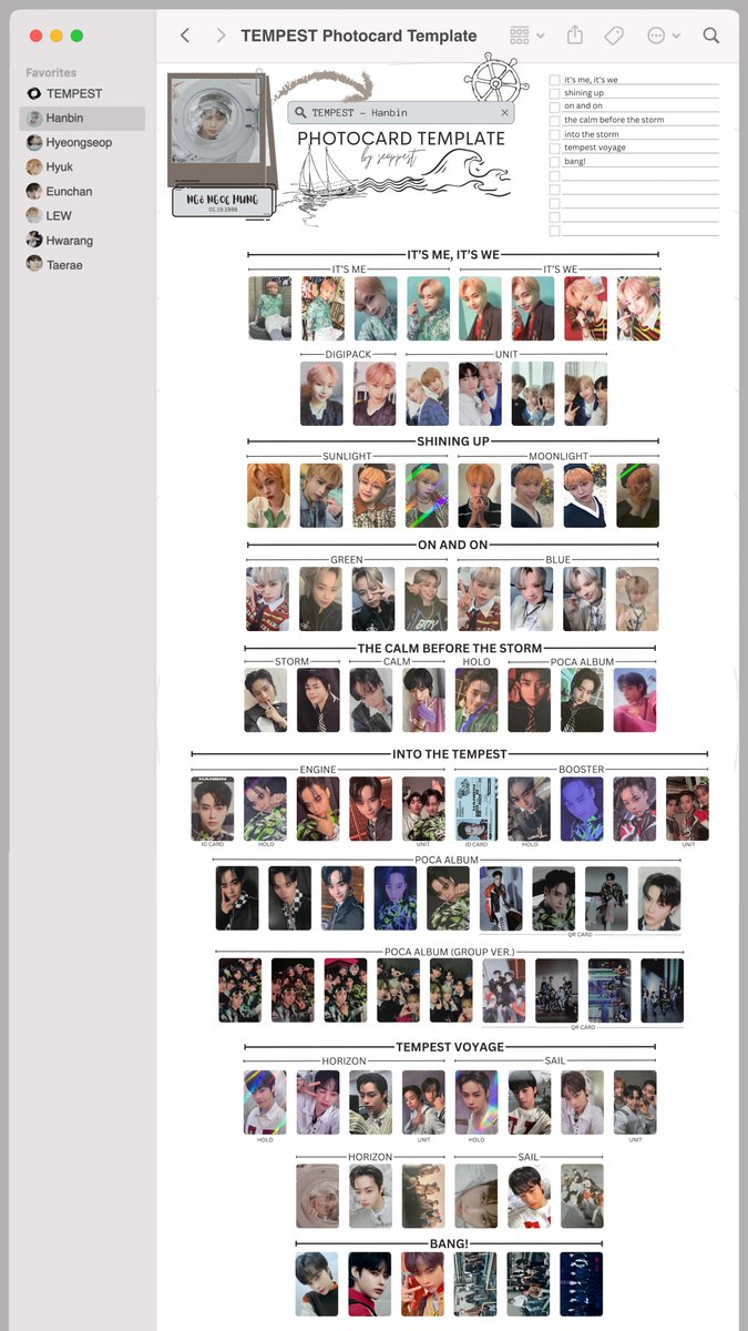 TEMPEST Album Photocard Template (COMPLETE) 🏷 #Hanbin #Hyeongseop
