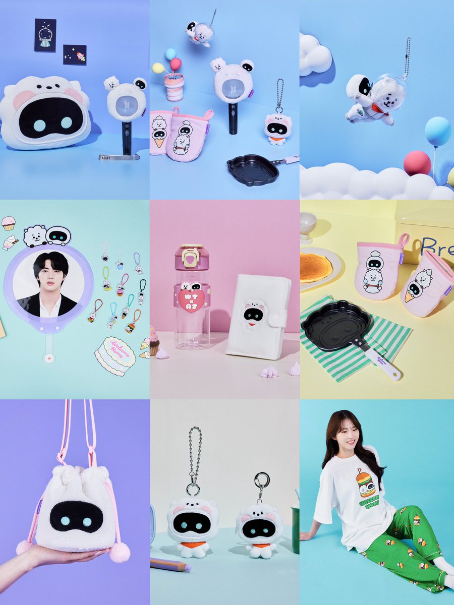 BTS JINの公式キャラクター「Wootteo」と「RJ」のコラボアイテムが発売