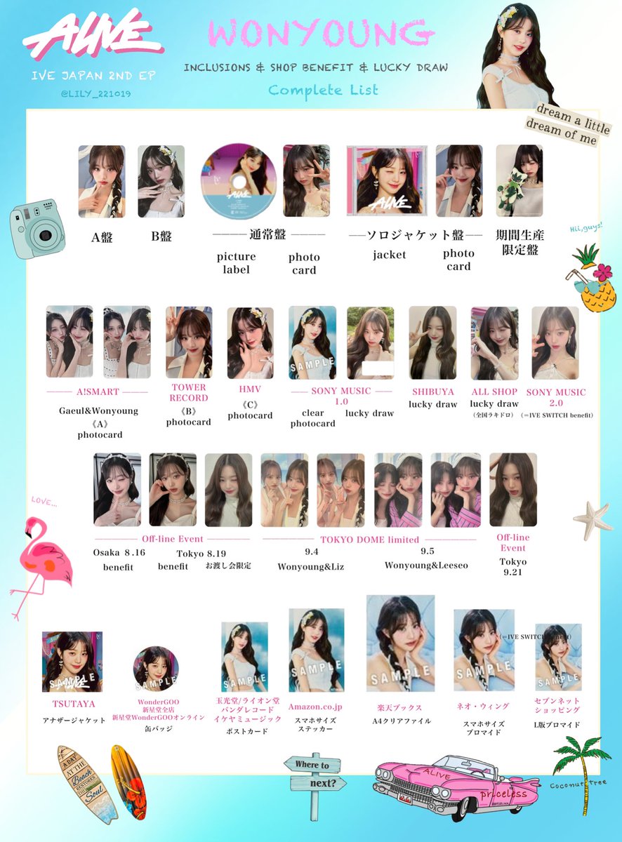 ALIVE】 IVE JAPAN 2ND EP メンバー別 封入&特典 トレカ一覧