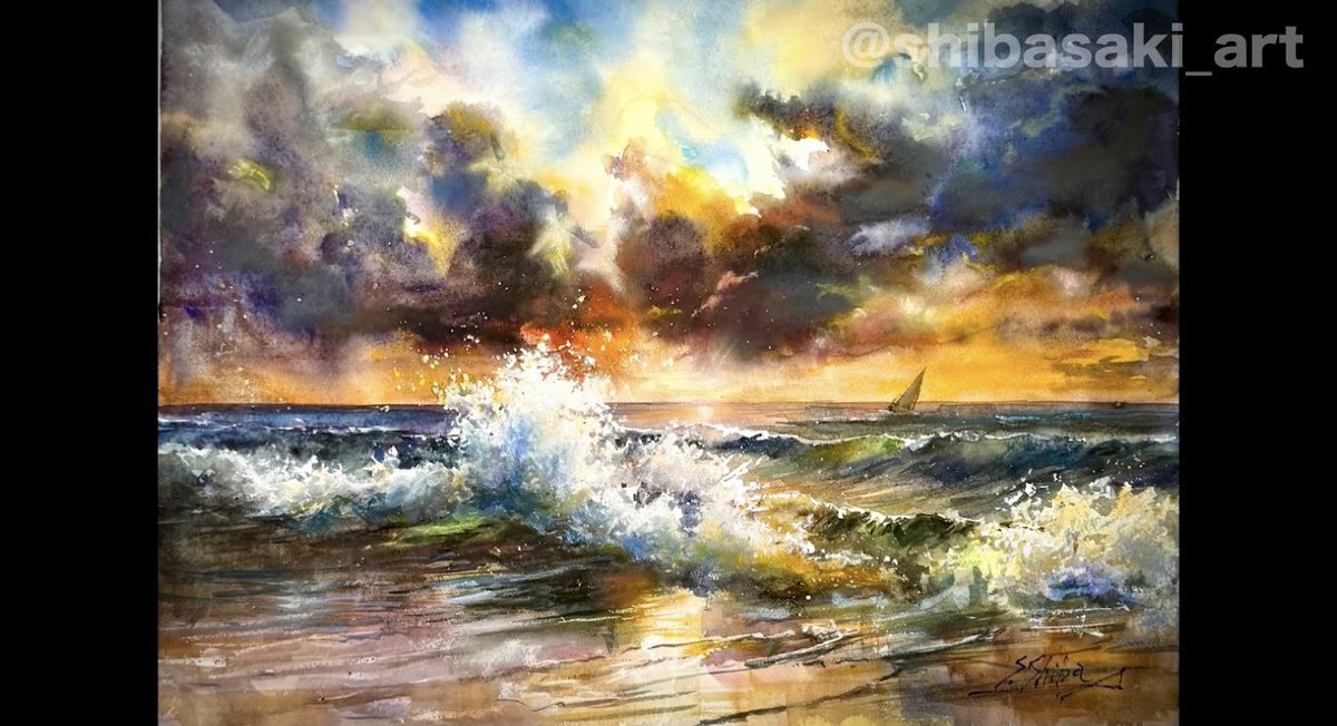 「化粧直し」 水彩画　絵画　