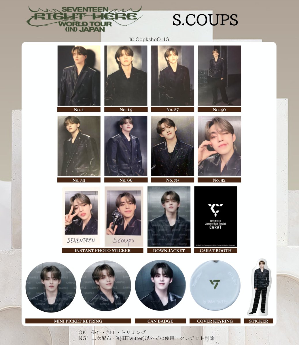 SEVENTEEN WORLD TOUR [ RIGHT HERE IN JAPAN ] - - PHOTO CARD LIST