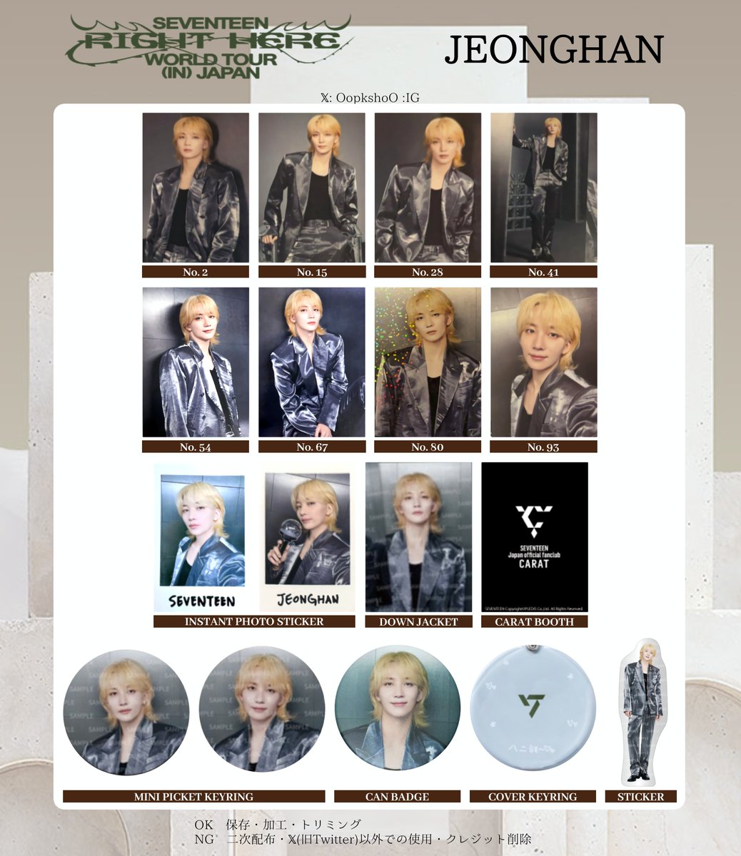 SEVENTEEN WORLD TOUR [ RIGHT HERE IN JAPAN ] - - PHOTO CARD LIST