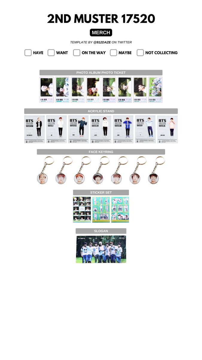 BTS KOREA 2ND MUSTER MERCHANDISE MD PC PHOTOCARDS WISHLIST WL