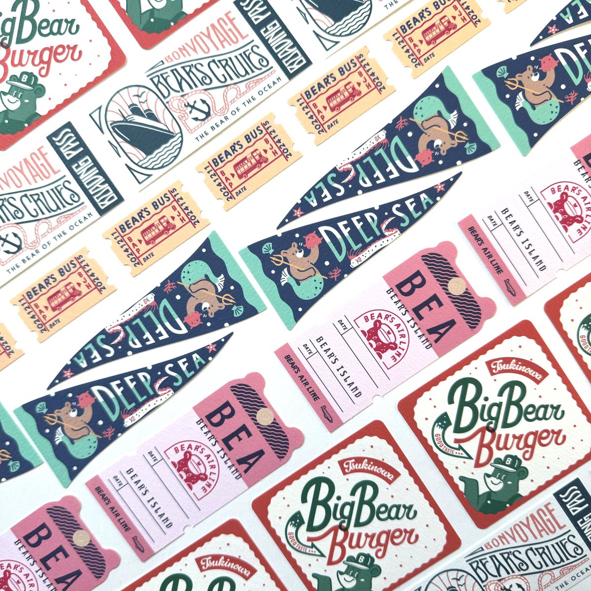 旅をテーマにしたペーパーアイテムセット旅熊缶が完成致しました