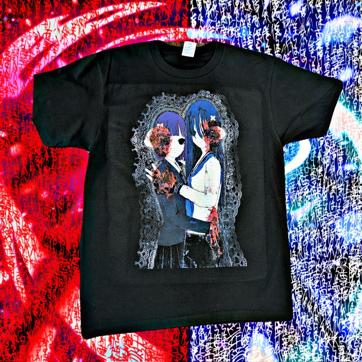 □□□ 𝖙𝖔𝖚𝖗 𝖒𝖊𝖗𝖈𝖍 □□□□ ✞ 闇の軽音楽 ロンT (赤/青