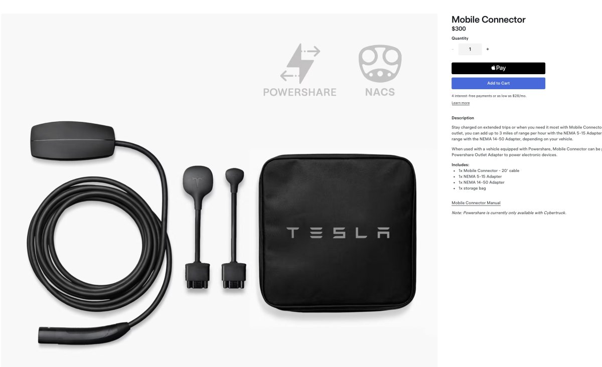 朗報】テスラが第3世代のモバイルコネクターを発売、「Powershare