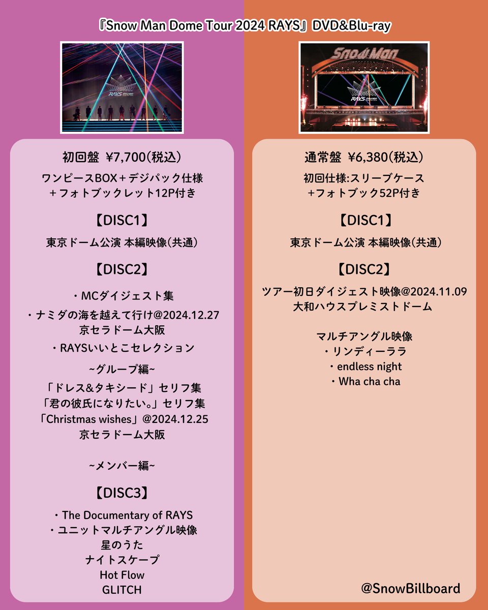 SnowMan ライブDVD&Blu-ray 『Snow Man Dome Tour 2024 #RAYS