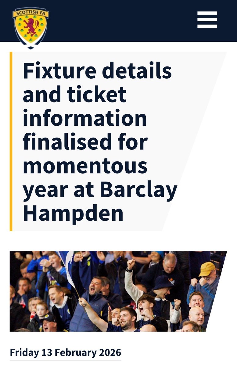 スコットランドサッカー協会が、3/28(土)日本戦含む代表戦チケット販売