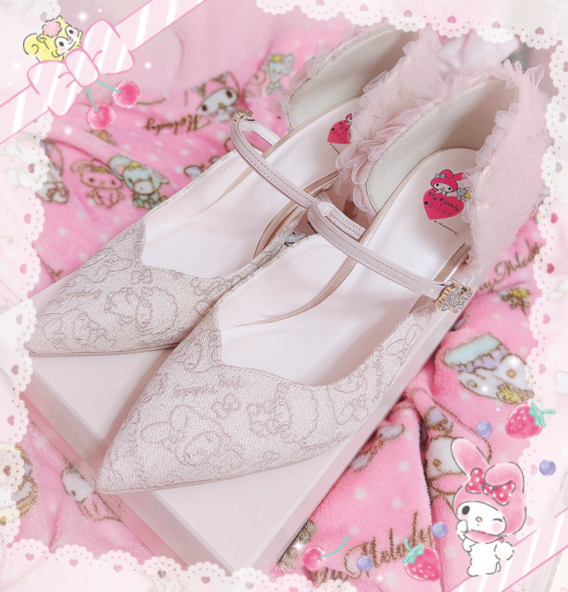 お値下げ中⭐︎レア【新品未使用】マイメロ　パンプス　フラットシューズ　Lサイズ 入手困難☆未使用☆マイメロ☆パンプス☆23.5㎝☆ Mサイズ☆サンリオ