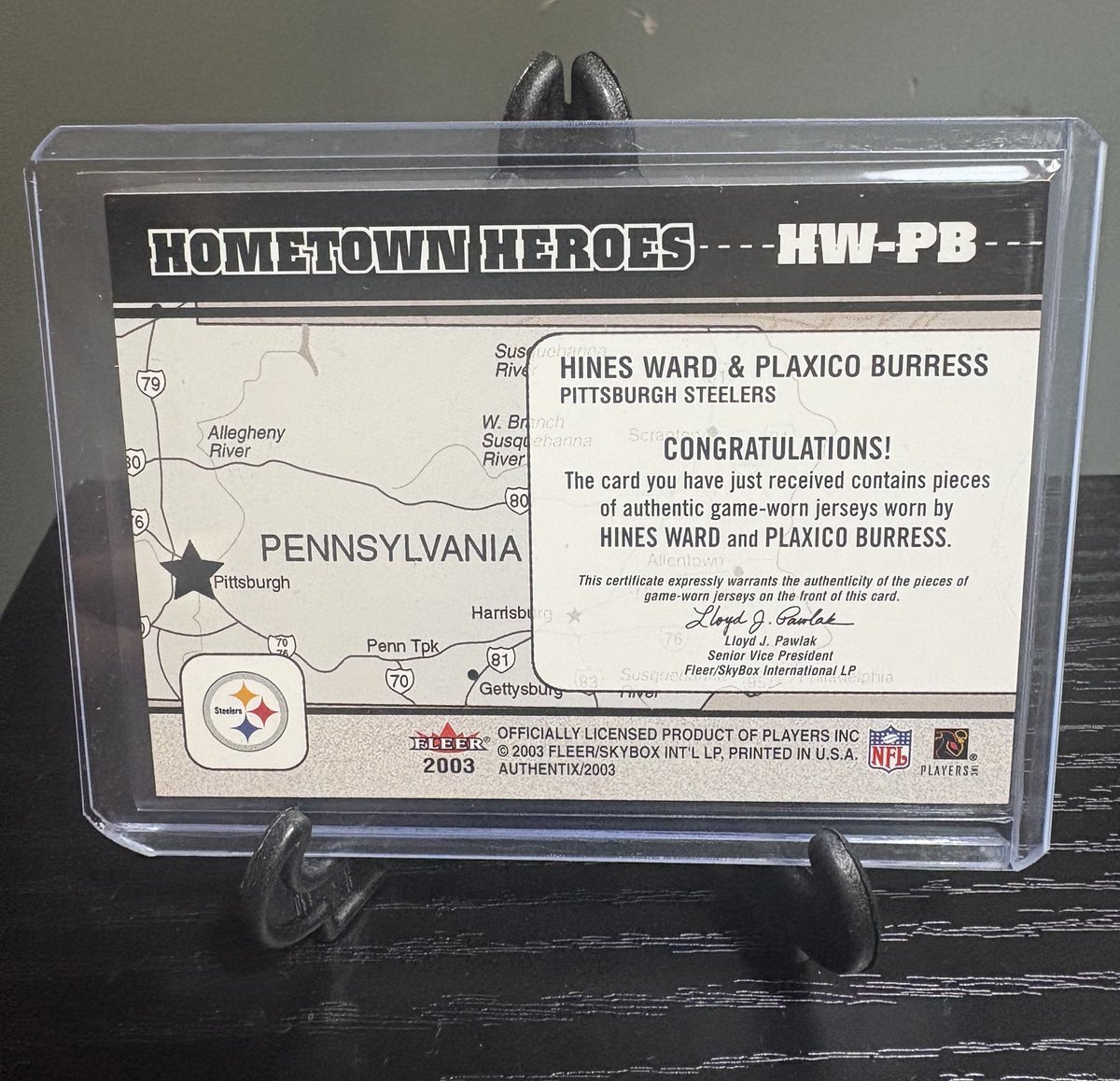 2003 Fleer Authentix Hometown Heroes Dual Jersey of Hines Ward
