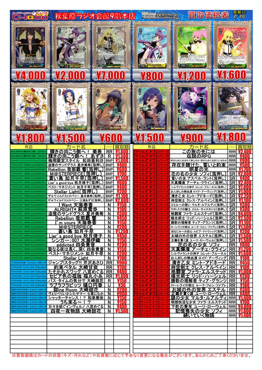 ◇ #ヴァイスシュヴァルツ 買取情報◇ “運命の歯車”椎名 まゆり RR 400