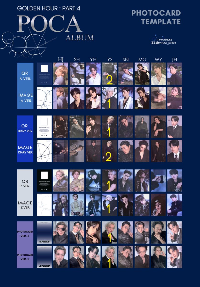 ATEEZ 封入 3形態 ポカ トレカ 交換 譲→ホンジュン ソンファ ユノ