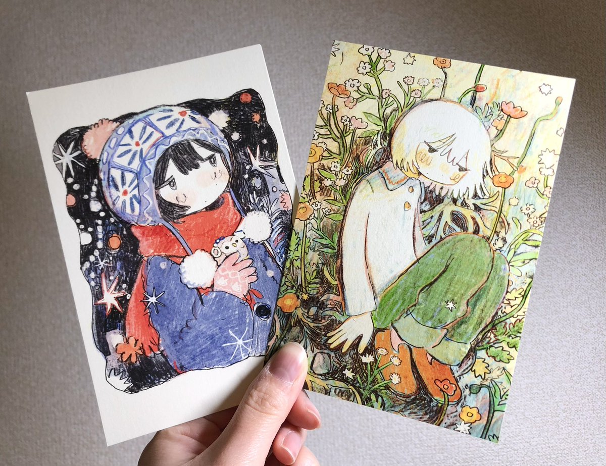 持っていく原画とnewポストカードです。 明日はよろしくお願いします