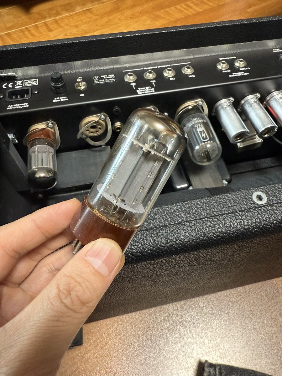 Two Rock TFに挿さってる整流管。ブランド名などの印字が全くなくて謎