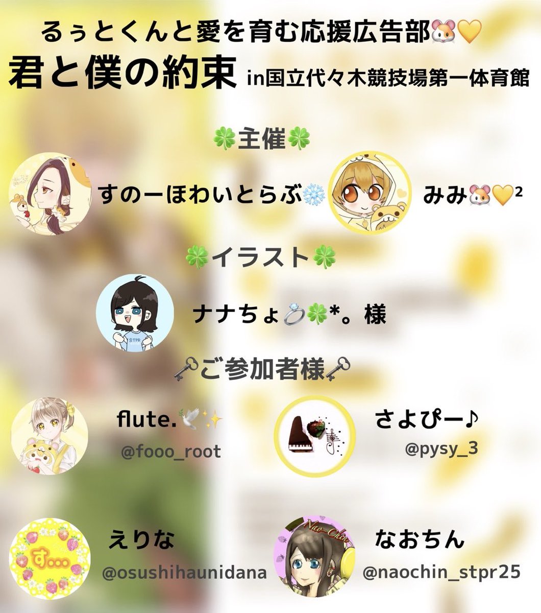 ご参加者の皆様の🆔🐹💛②(敬称略) ちさき(¨̮) @1025Osushi airu²