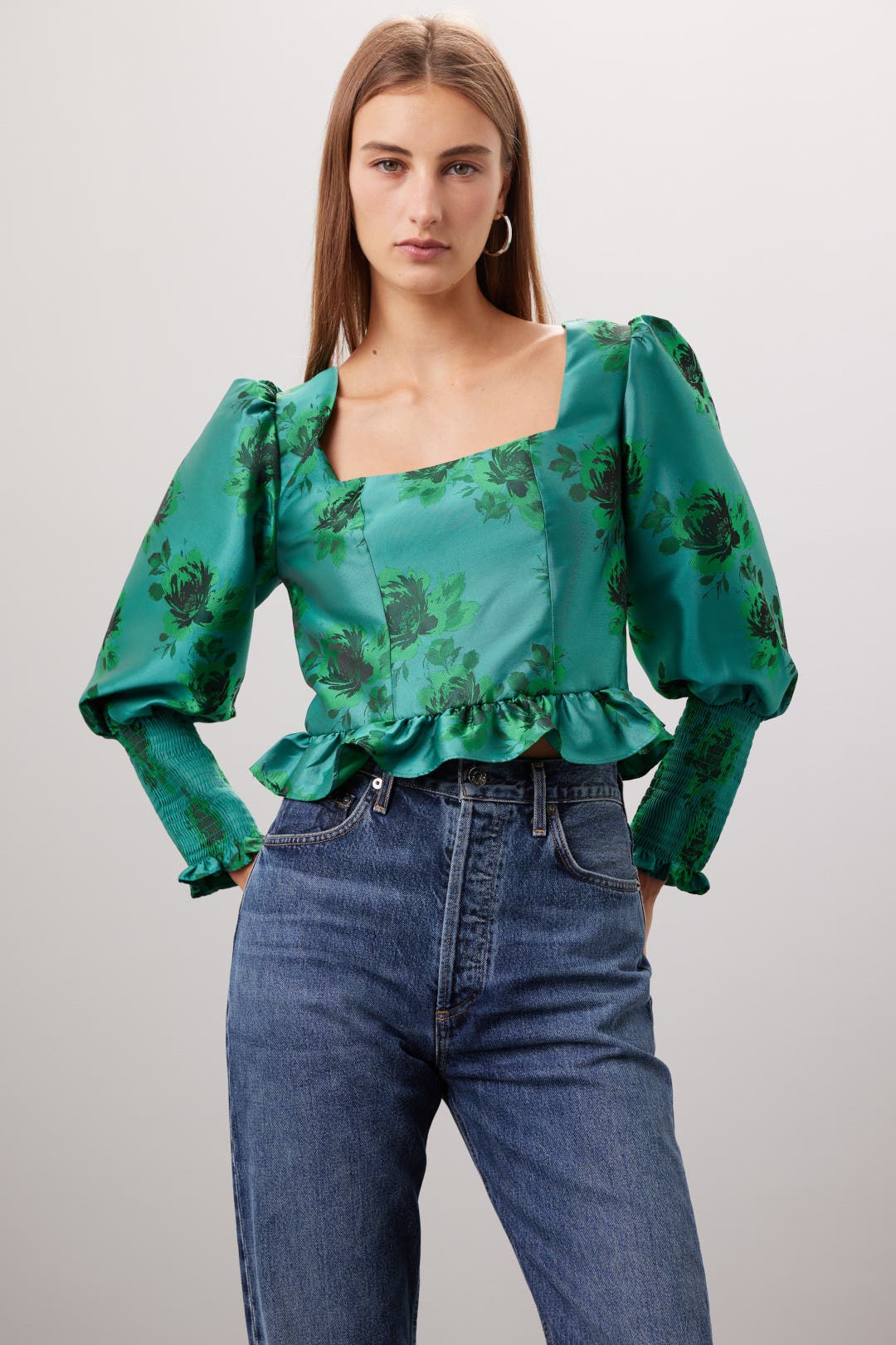Peplum Jacquard Top by Peter Som x RTR | Rent the Runway