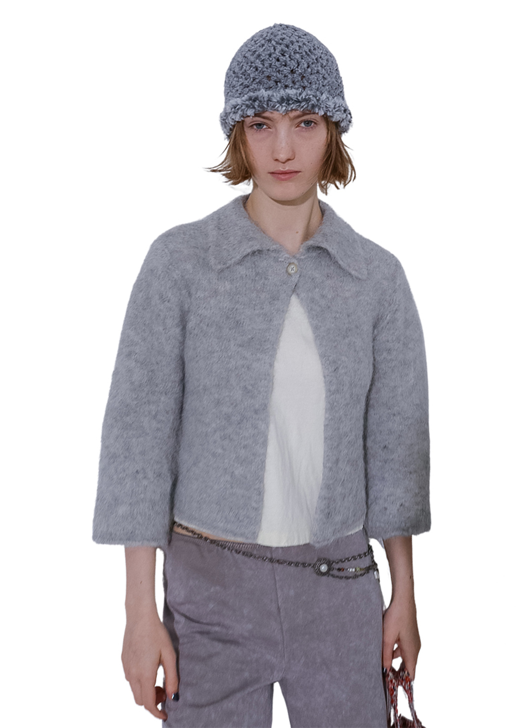 Fluffy Knit Cardigan/Gray｜PERVERZE | パーバーズの公式オンラインストア