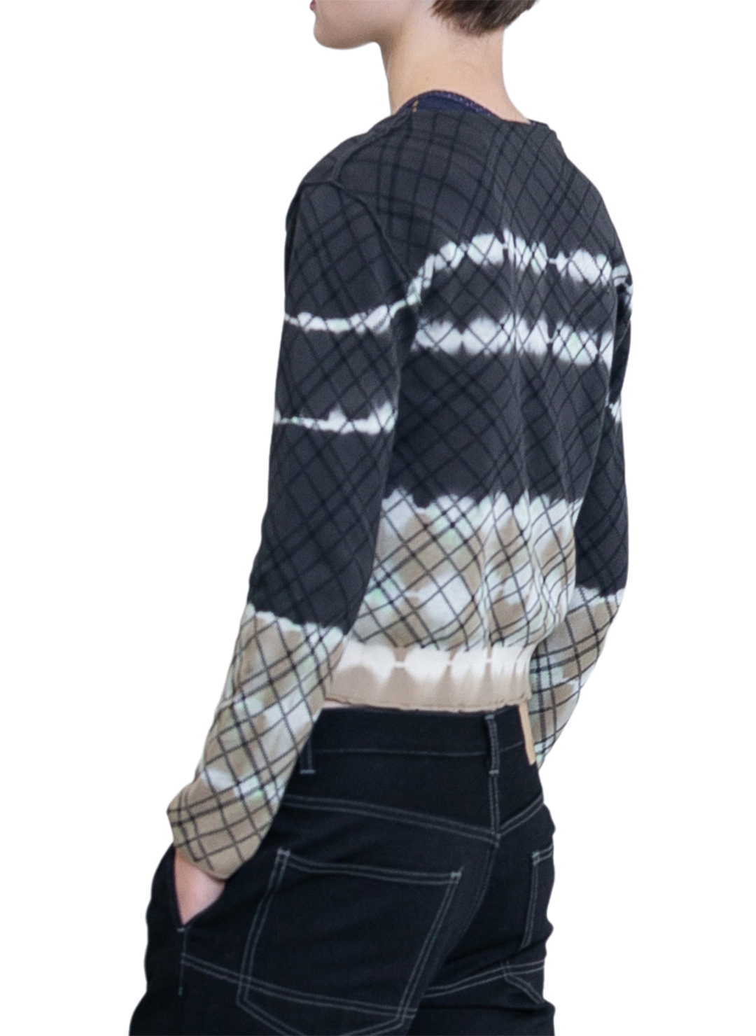 Dip-dye Check Knit Cardigan/Black｜PERVERZE | パーバーズの公式