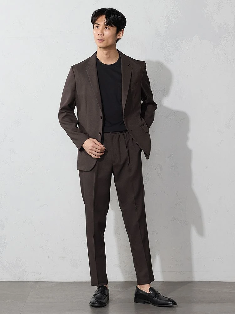 ブルー TOKYORUN ストレッチ セットアップジャケット ブルー/ブラウン