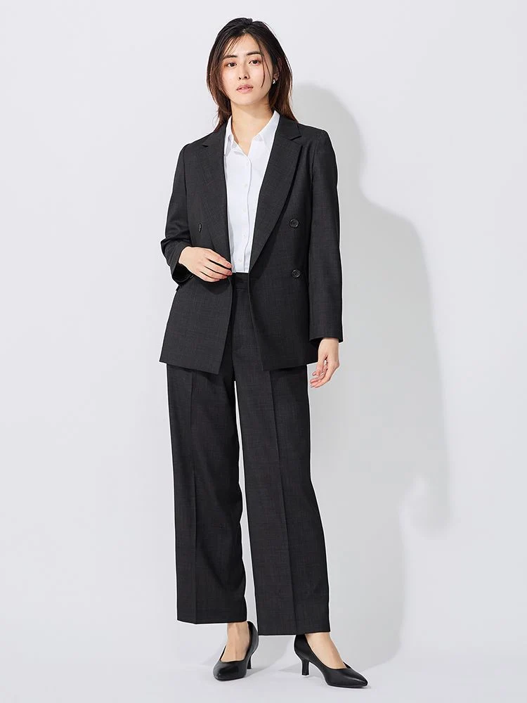 完全ノーアイロン/15号展開】長袖アイシャツブラウス 無地 スキッパー